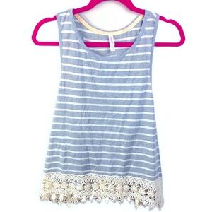 Racer back Crochet Print Striped Tank